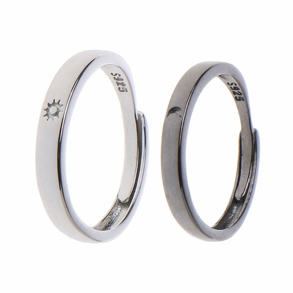 2 Pcs Sun Moon Matching Couple Friendship Lover Open Adjustable Rings Set