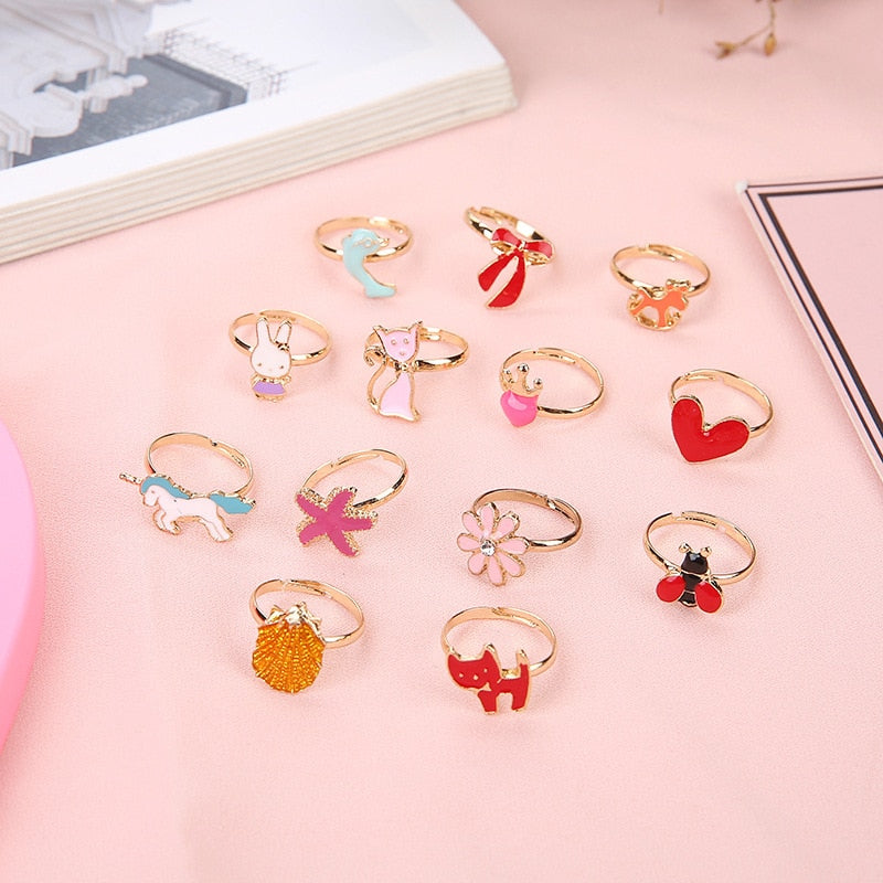 12Pcs Cute Cartoon Kids Rings