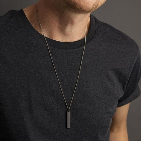 New Black Rectangle Pendant Necklace