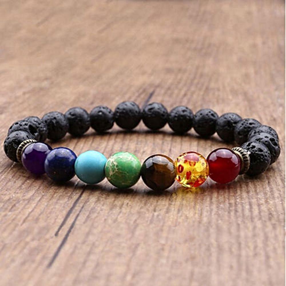 7 Chakra  Lava Stone Bracelet