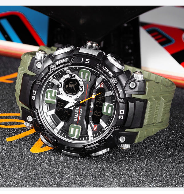 Men Dual Display Watch Waterproof Sport Wristwatch Mens Military Army Clock