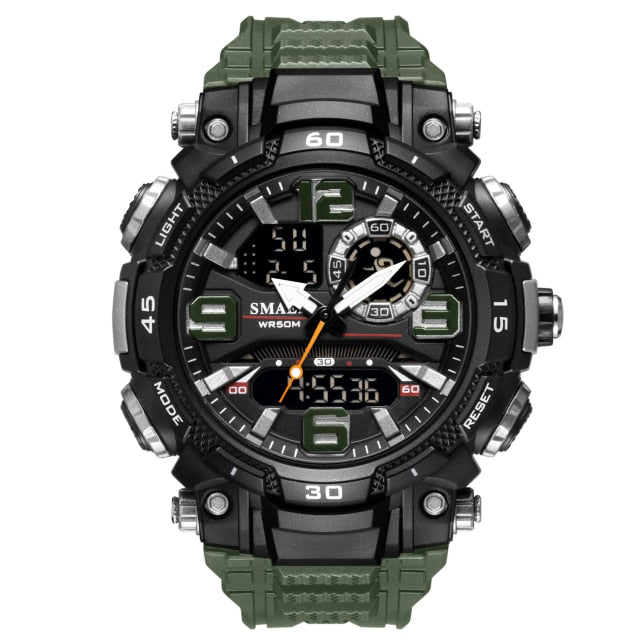 Men Dual Display Watch Waterproof Sport Wristwatch Mens Military Army Clock