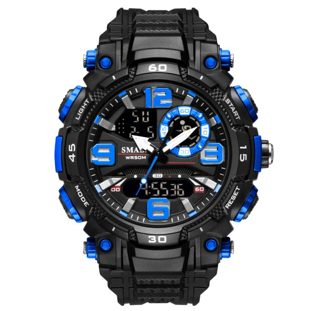 Men Dual Display Watch Waterproof Sport Wristwatch Mens Military Army Clock