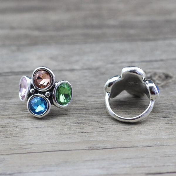 Women Girl Party Spring Colorful Crystal Figer Ring