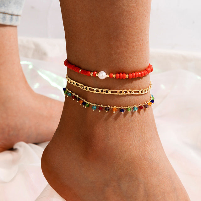 Boho 4pcs/sets Colorful Beaded Anklets