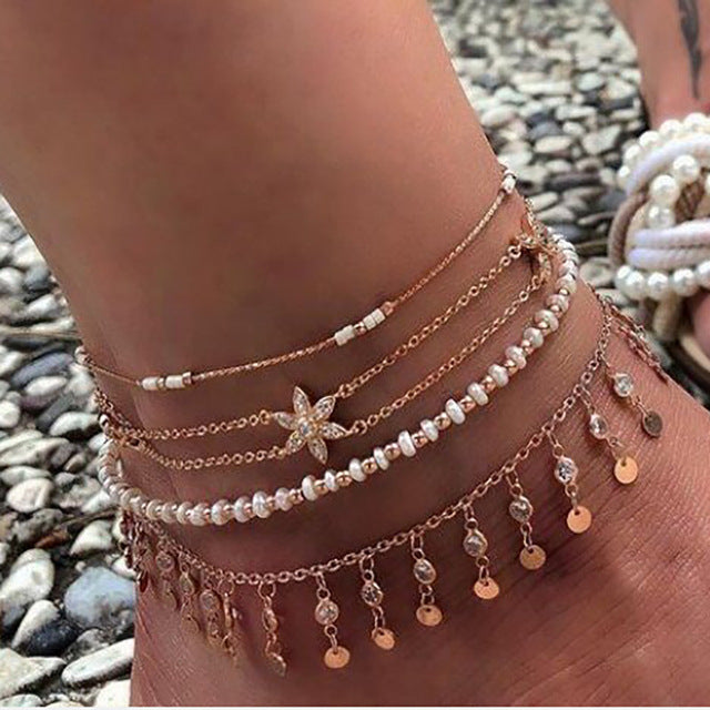 Boho 4pcs/sets Colorful Beaded Anklets