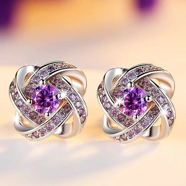 Genuine Amethyst Stud Earrings