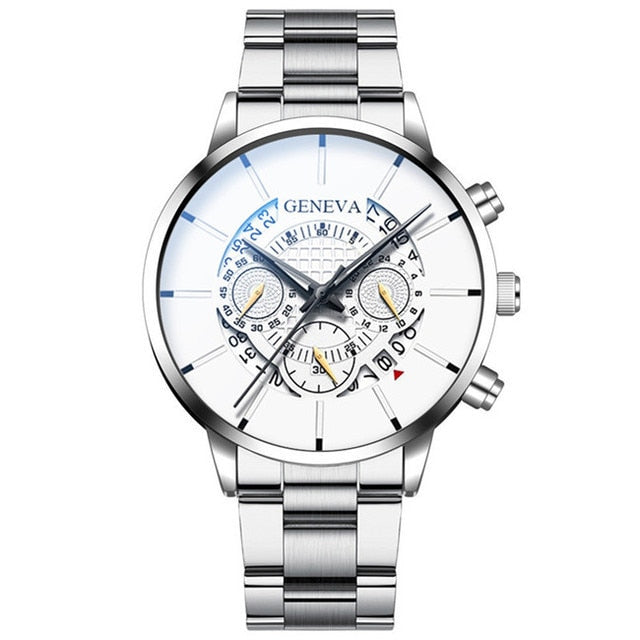 Men Casual Calendar Clock Male Stainless Steel Quartz Watch