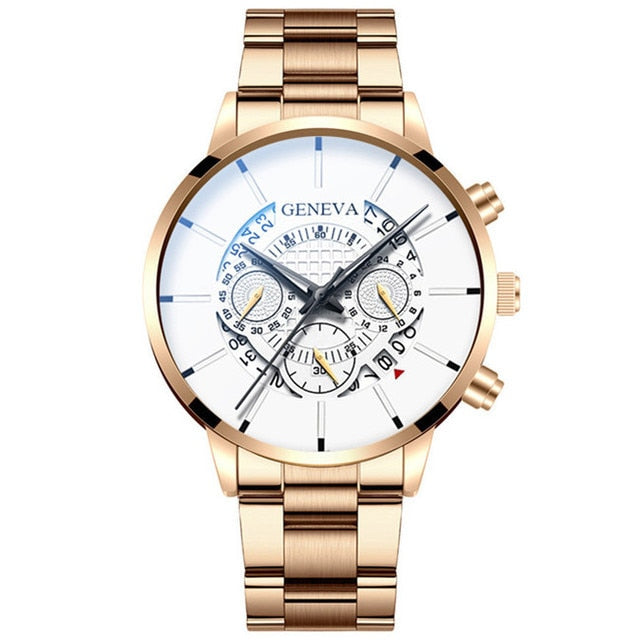 Men Casual Calendar Clock Male Stainless Steel Quartz Watch