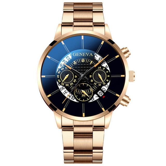 Men Casual Calendar Clock Male Stainless Steel Quartz Watch