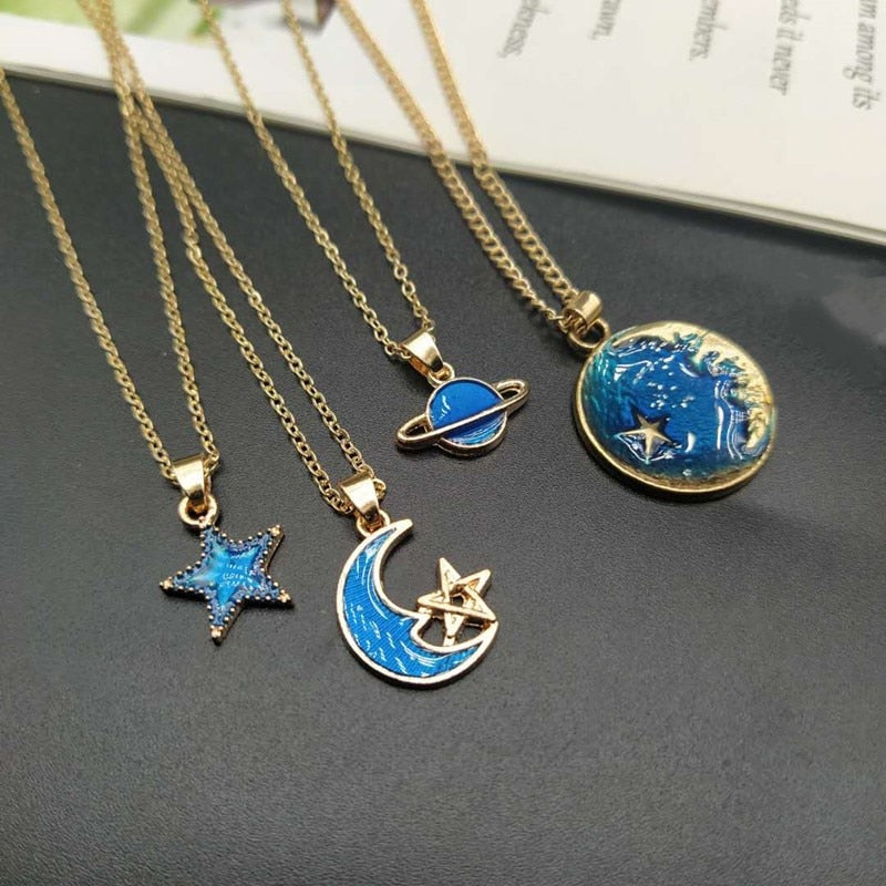 Enamel Star Moon Planet Pendant