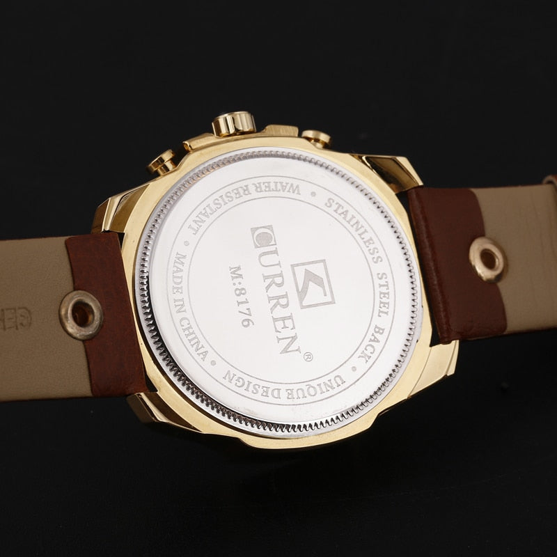 Luxury Gold Male Watch Fashion Sport Wristwatch With Big Dial