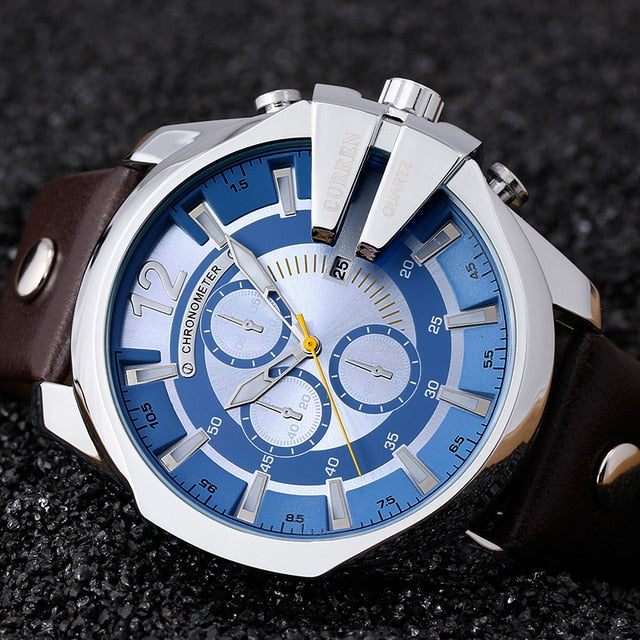 Luxury Gold Male Watch Fashion Sport Wristwatch With Big Dial