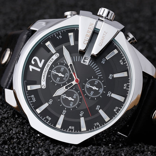 Luxury Gold Male Watch Fashion Sport Wristwatch With Big Dial