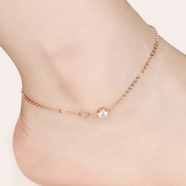 Cubic Zirconia Anklet Foot Jewelry Rose Gold Anklet