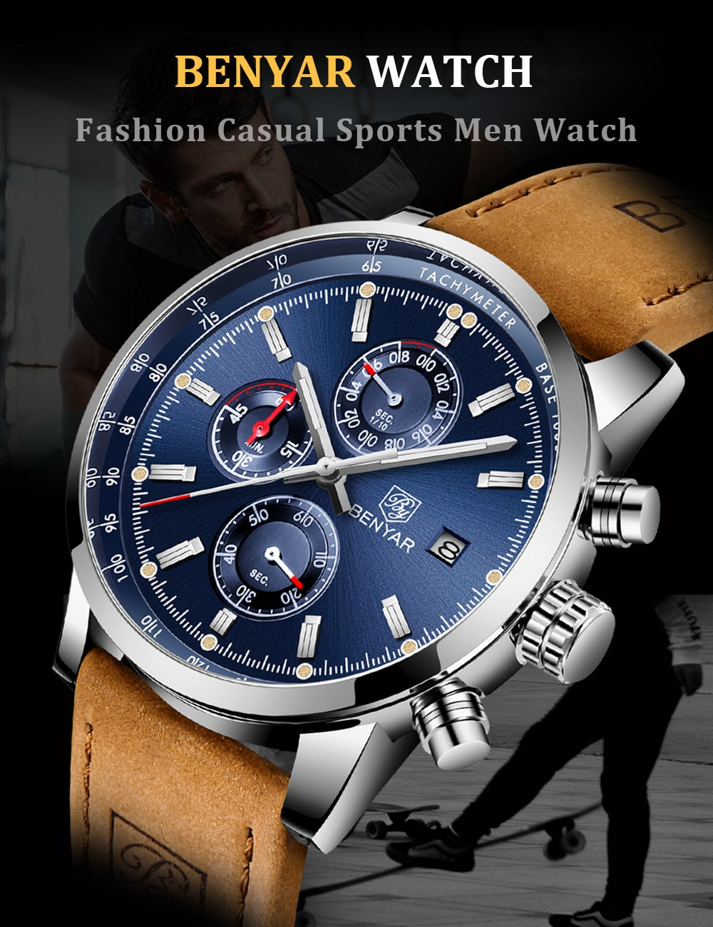 Men Luxury  Quartz Watch Fashion Chronograph Watch