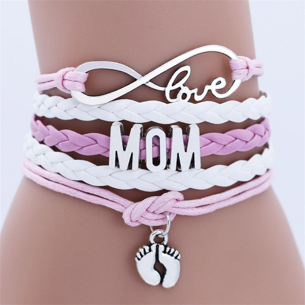 Love MoM Double Foot Chain Bracelet for Women