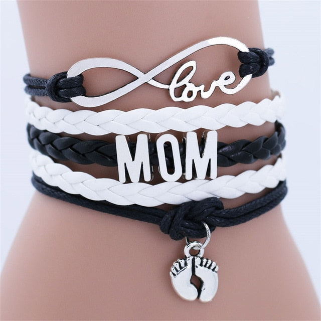 Love MoM Double Foot Chain Bracelet for Women