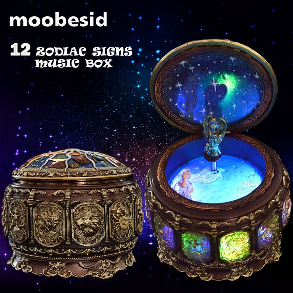 Retro Zodiac LED Wind Up Music Box