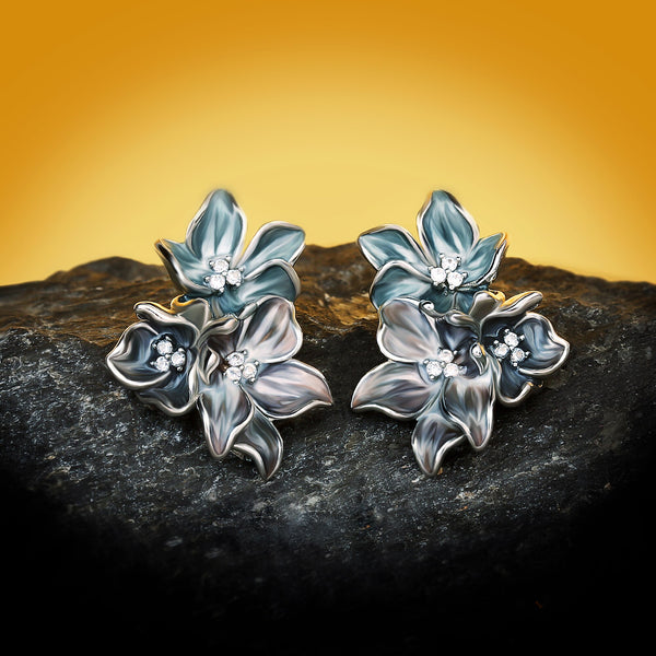 925 Silver Earrings Elegant Flower Shape Earrings