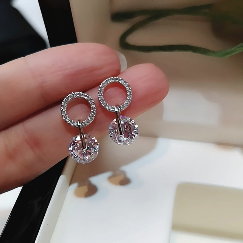 Brilliant Cubic Zirconia Women Drop Earrings