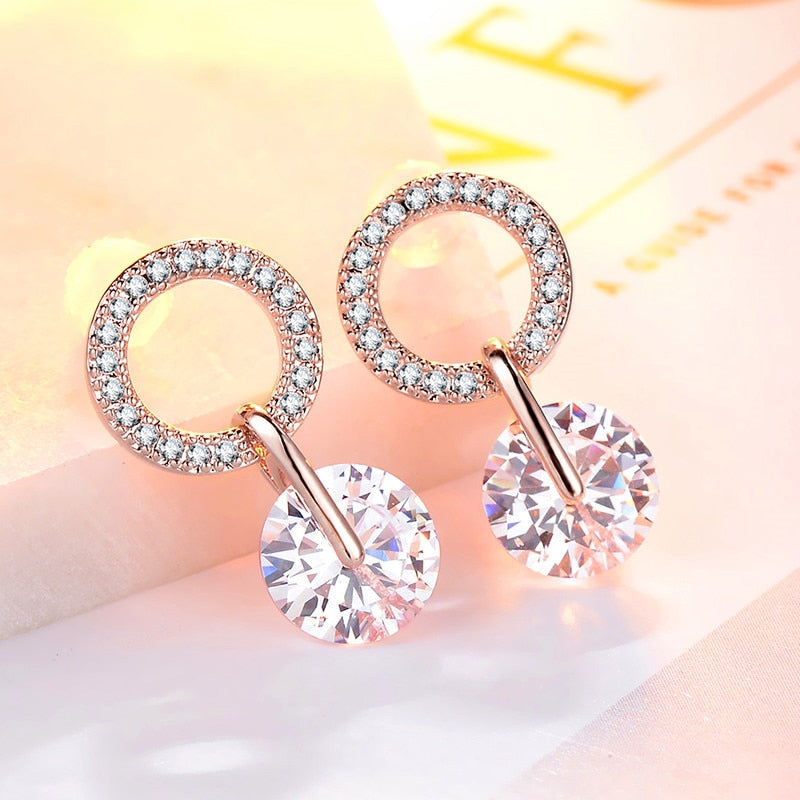 Brilliant Cubic Zirconia Women Drop Earrings