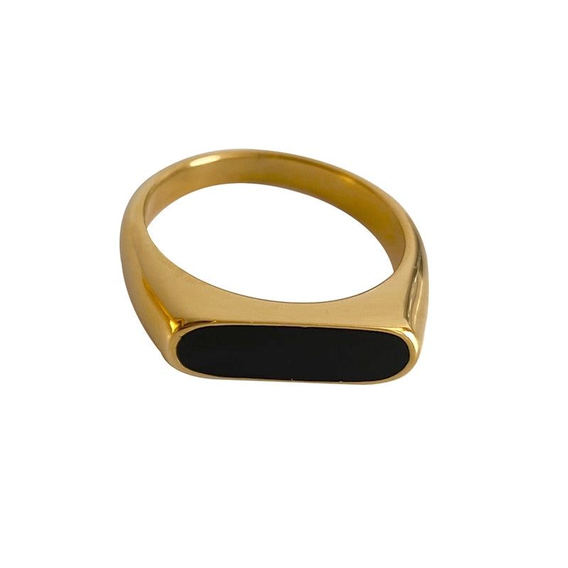 Black Enamel Abstract Body Rings