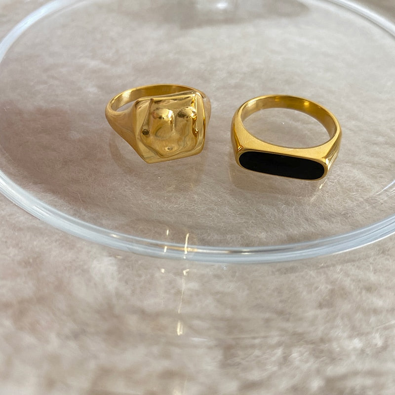 Black Enamel Abstract Body Rings