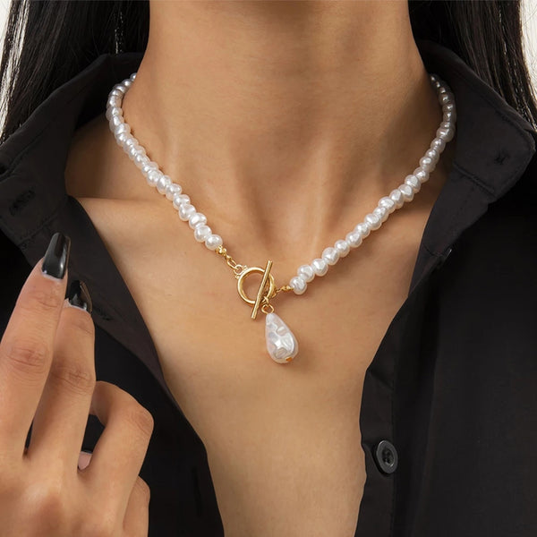 Bohemian Teardrop-Shaped Imitation Pearls Pendant