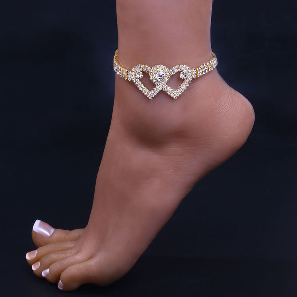 Luxurious Double Heart Anklet Bracelet for Women