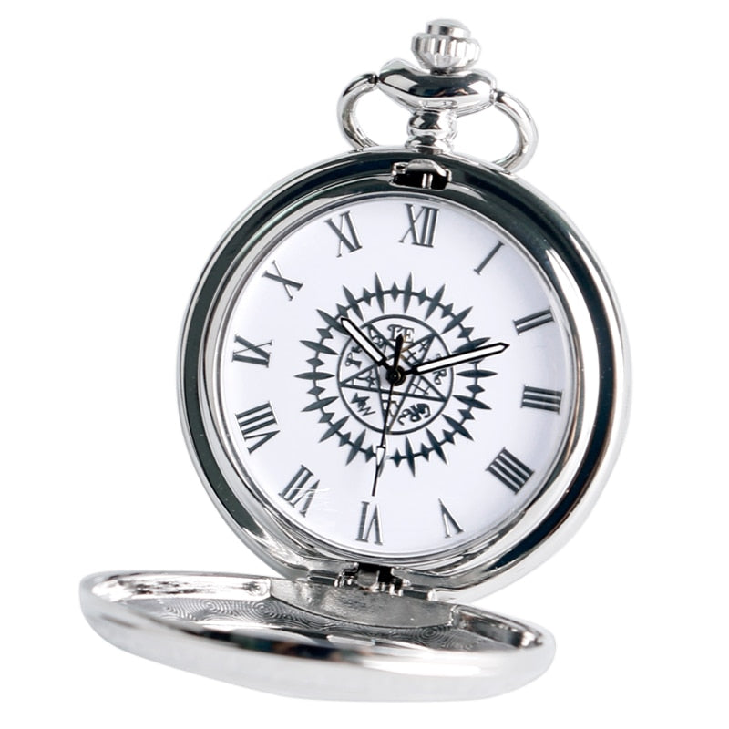 Cosplay Anime Kuroshitsuji Black Butler Silver Quartz Pocket Watch