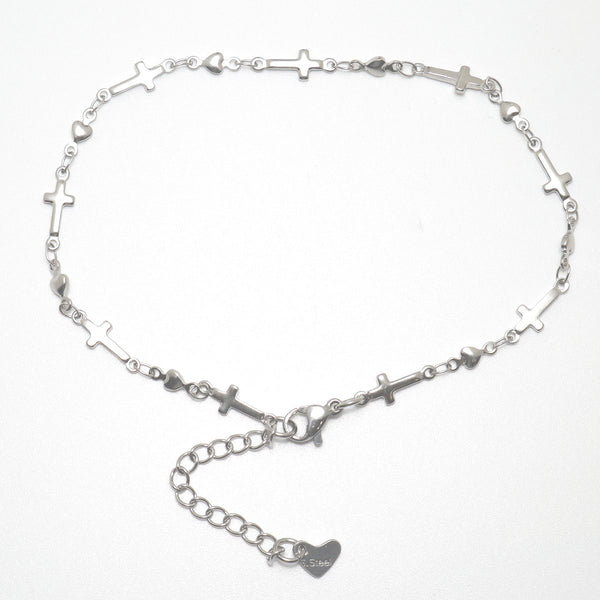 Charm Cross Anklet 304 Stainless Steel Silver Color Anklet Bracelet