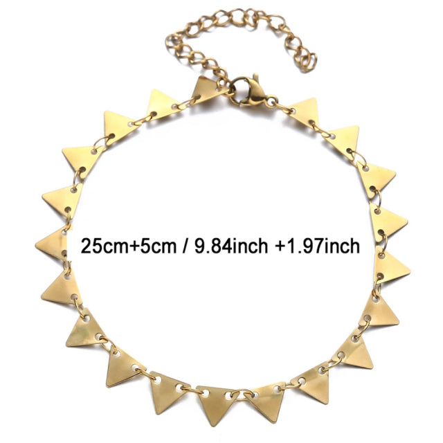 Double Layers Stainless Steel Sequin Chain Anklet