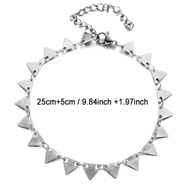 Double Layers Stainless Steel Sequin Chain Anklet