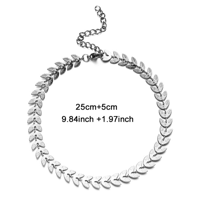 Double Layers Stainless Steel Sequin Chain Anklet