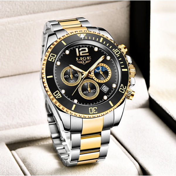 Fashion Stainless Steel Waterproof Date Quartz Wristwatch For Men