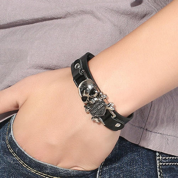 Vintage Titanium Steel Skull Punk Bracelet