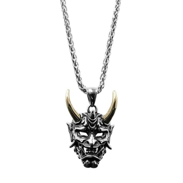 Vintage Punk Ghost Skull Mask Pendant Necklace