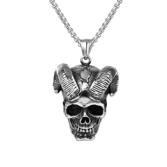 Vintage Punk Ghost Skull Mask Pendant Necklace