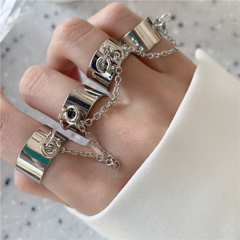 Gothic Opening Chain Combination Rings Set