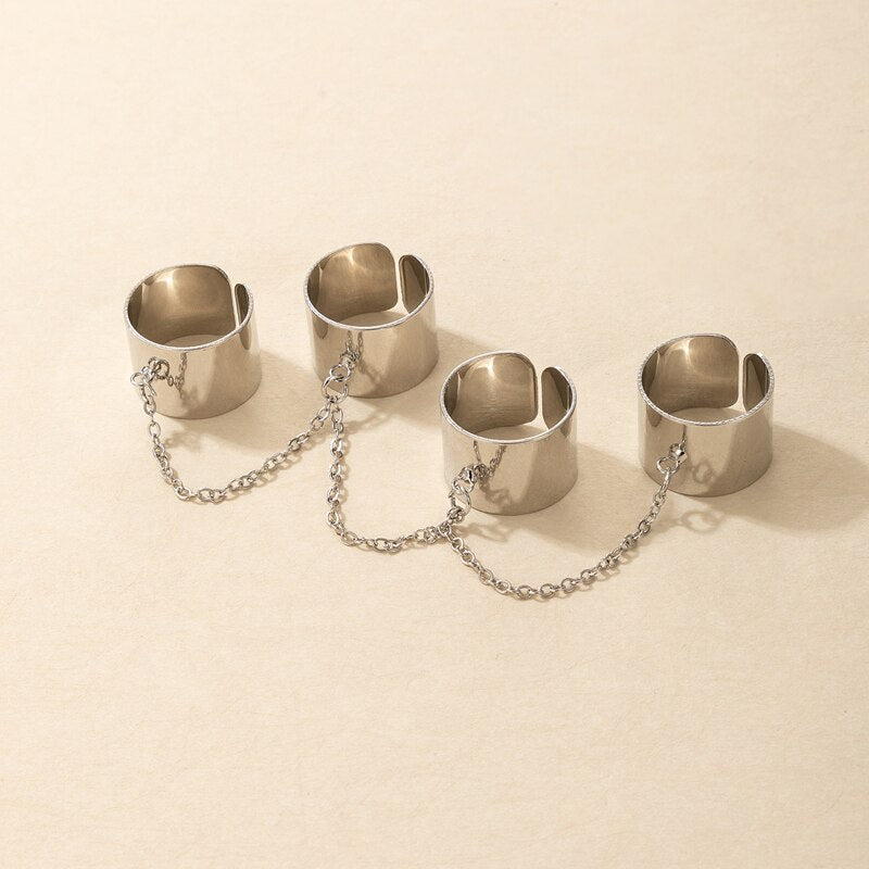 Gothic Opening Chain Combination Rings Set