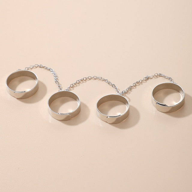 Gothic Opening Chain Combination Rings Set