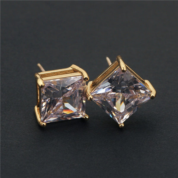 Classic Square Cubic Zirconia Stud Earrings