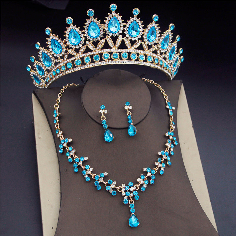 Luxury Blue Crystal Bridal Jewelry Sets for Women