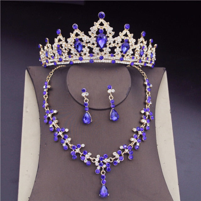 Luxury Blue Crystal Bridal Jewelry Sets for Women – Gofaer Finds store!