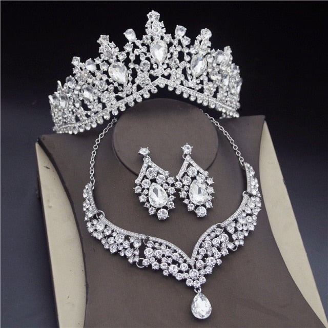 Luxury Blue Crystal Bridal Jewelry Sets for Women