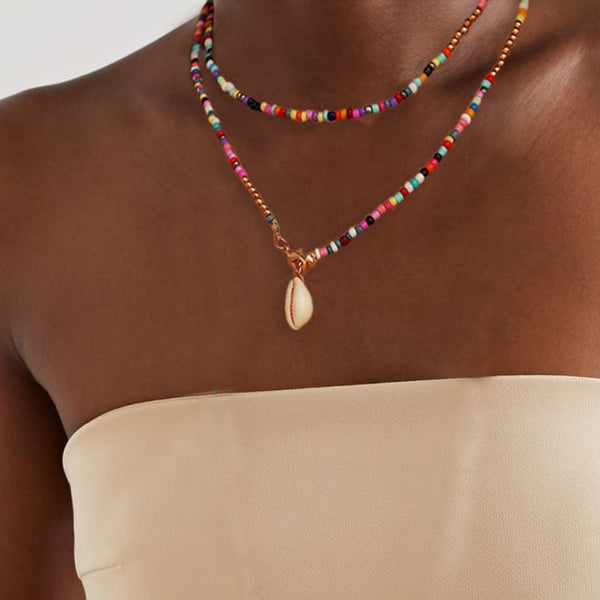 Bohemian Colorful Bead Shell Necklace