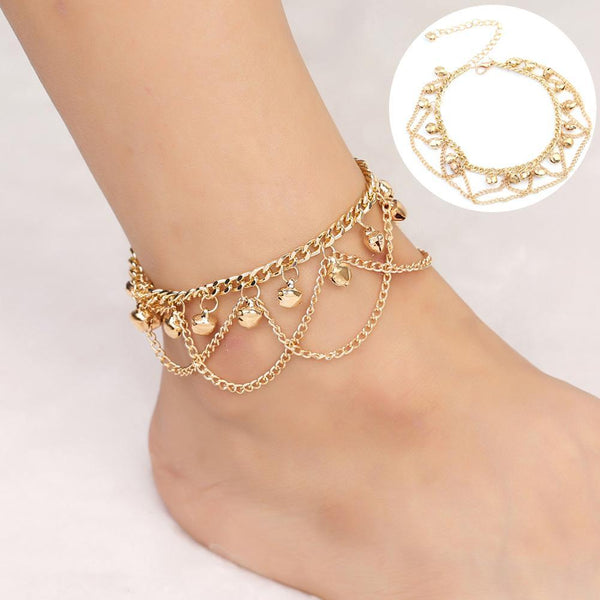 Fashion Drop Jingle Bell Charm Anklet Beach Foot Cross Chain