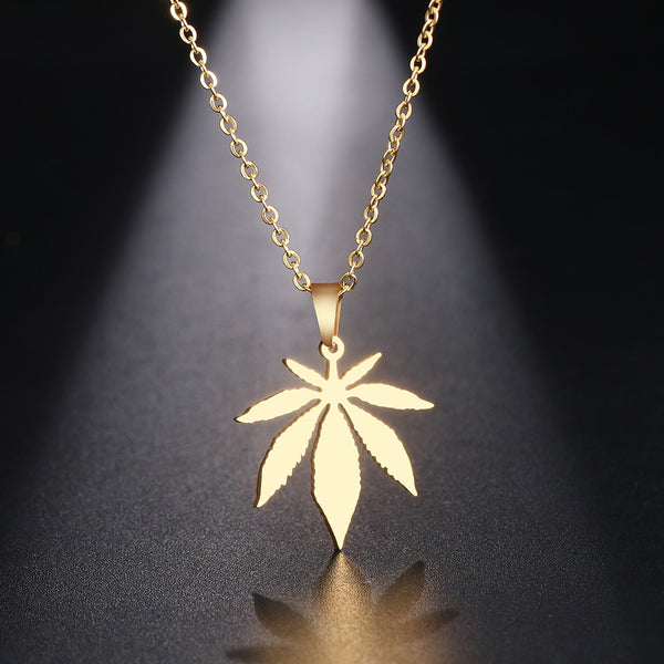 Women Man Maple Leaf Choker Pendant Chain Necklaces