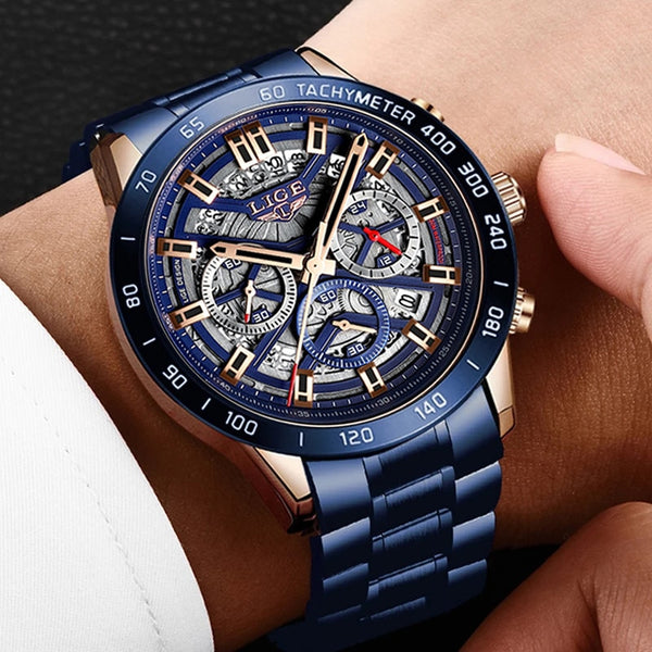 Stainless Steel Top Brand Luxury Sports Chronograph Quartz Watch